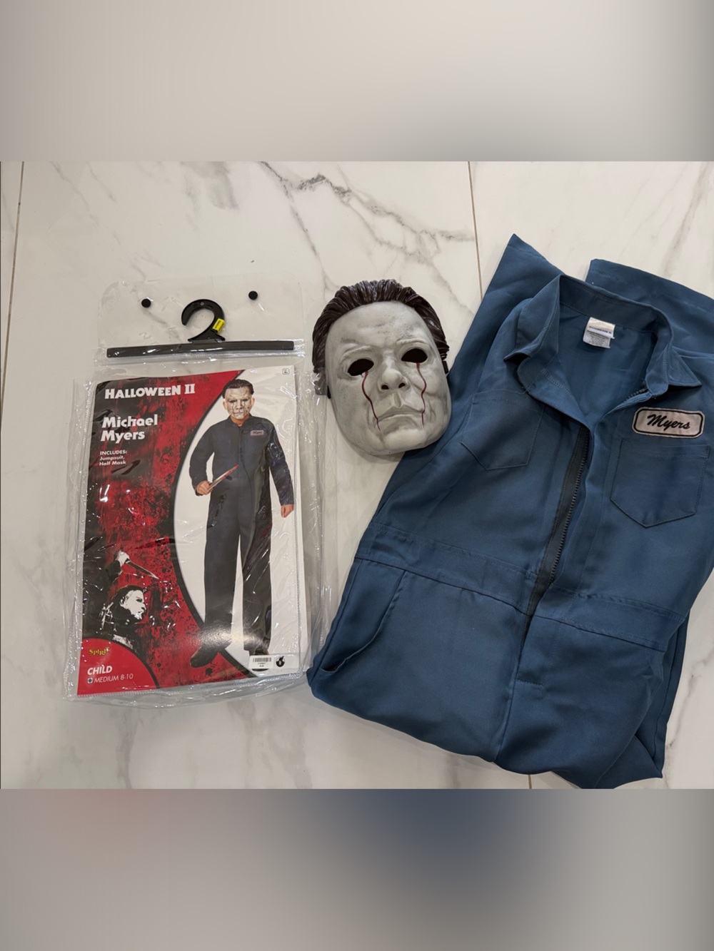 Spirit Michael Myers Kids Costume - Blue Coveralls with White Mask